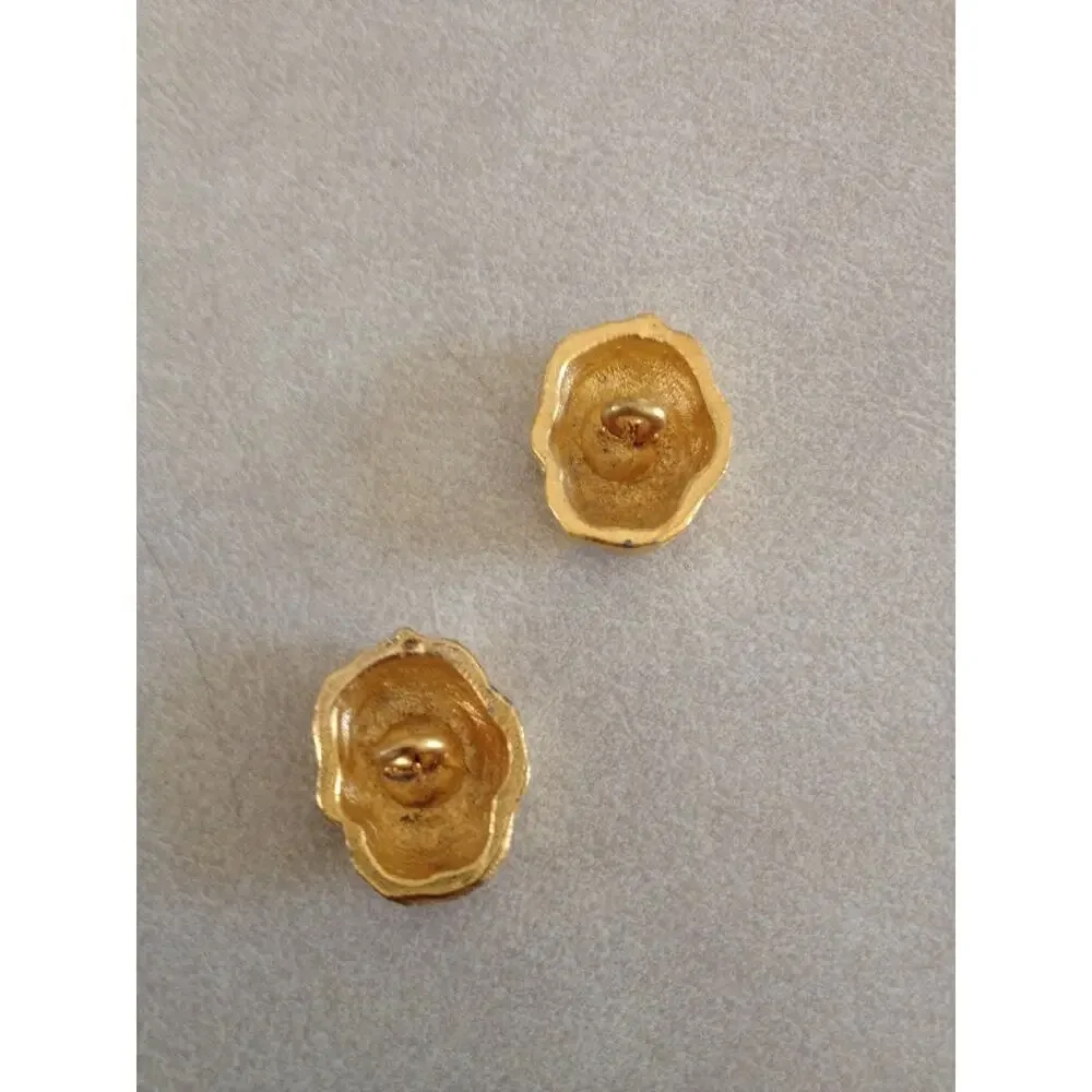 Pair Vtg Mid Century Gold Nugget Textured Solid Brass Goldtone Buttons 1.75cm